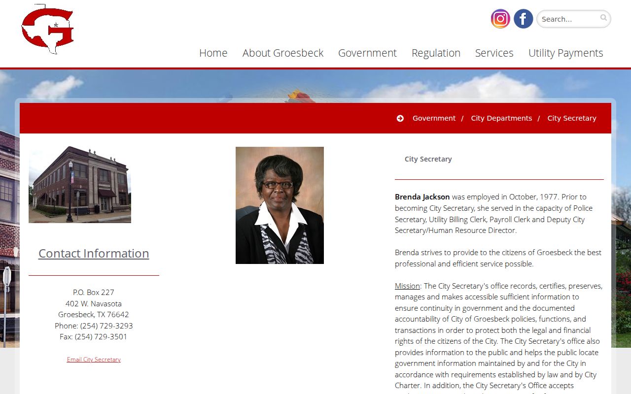 Groesbeck criminal history City Secretary records contact