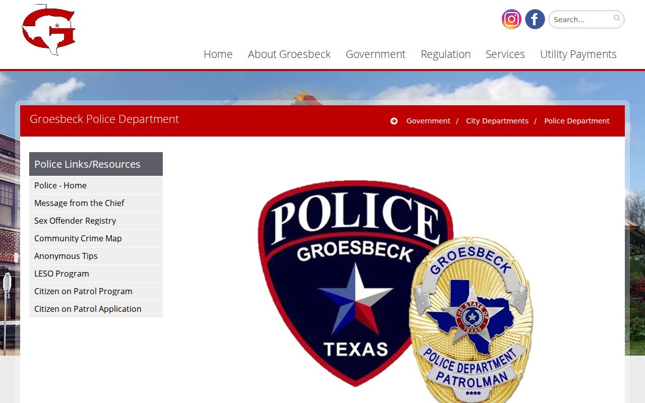 Groesbeck criminal records Police Department page