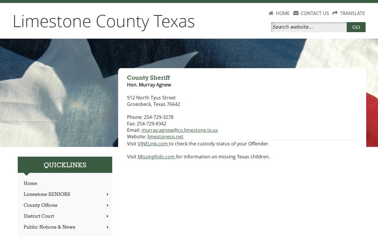 Limestone County arrest history Sheriff and jail page