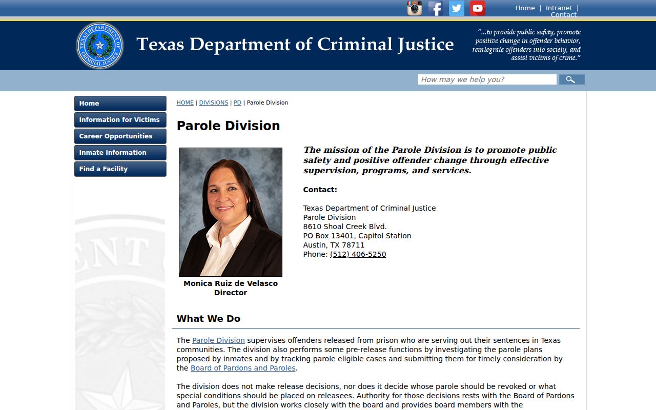 Limestone County criminal record parole supervision through TDCJ