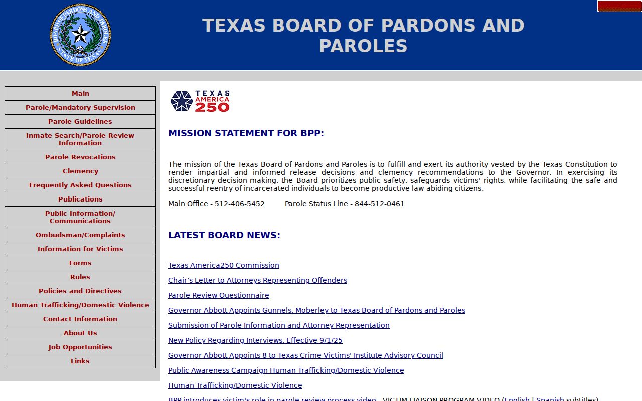 Limestone County criminal history parole decision information from Texas