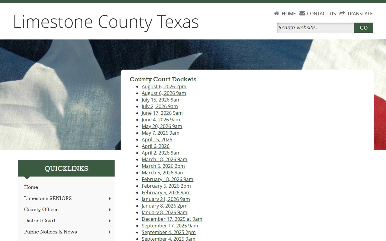 Limestone County criminal court docket PDF listing