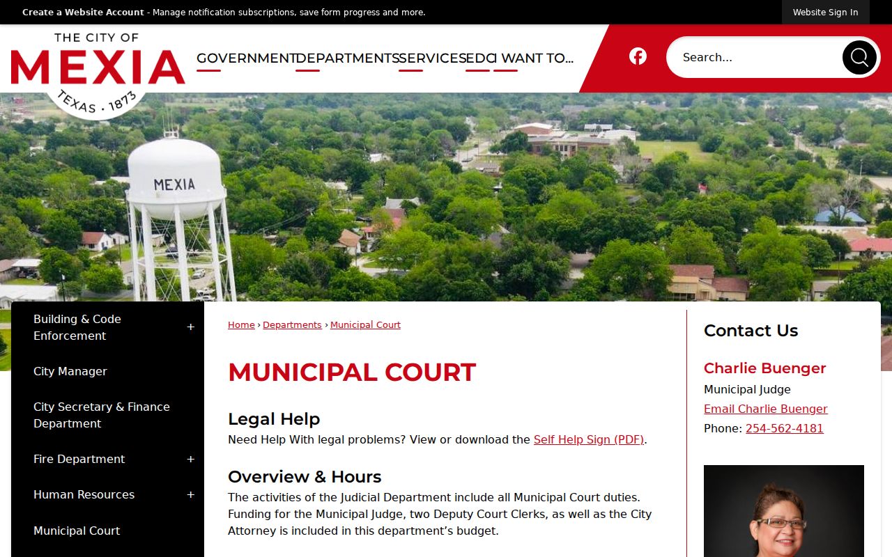 Mexia criminal history Municipal Court records page